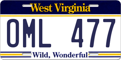 WV license plate OML477