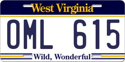 WV license plate OML615