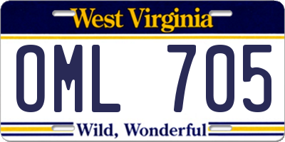 WV license plate OML705