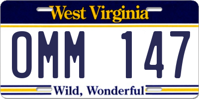 WV license plate OMM147