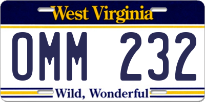 WV license plate OMM232