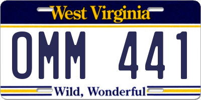 WV license plate OMM441