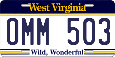 WV license plate OMM503