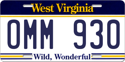 WV license plate OMM930