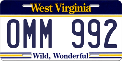 WV license plate OMM992