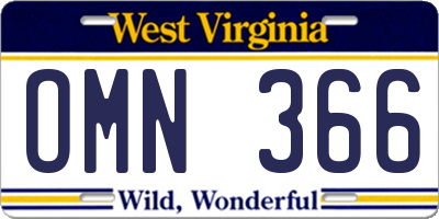 WV license plate OMN366