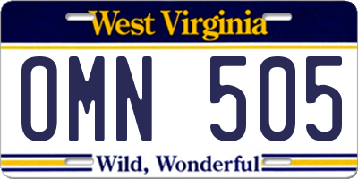 WV license plate OMN505