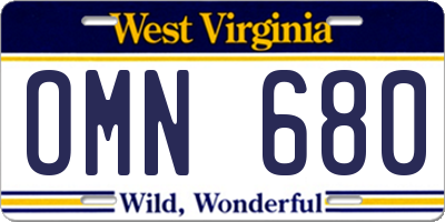 WV license plate OMN680