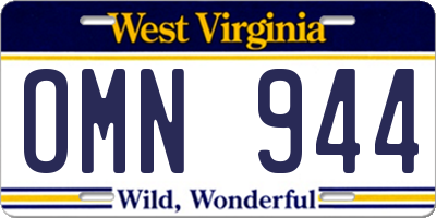 WV license plate OMN944