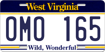 WV license plate OMO165