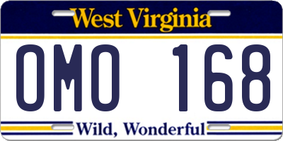 WV license plate OMO168
