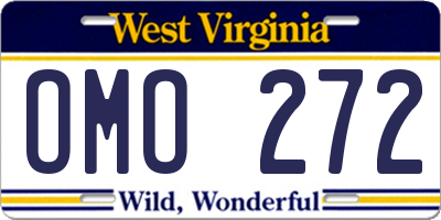 WV license plate OMO272