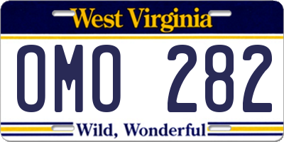 WV license plate OMO282