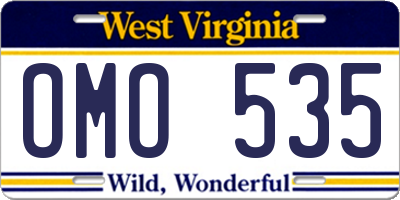WV license plate OMO535