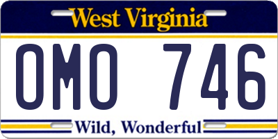 WV license plate OMO746