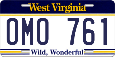 WV license plate OMO761