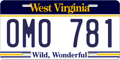 WV license plate OMO781