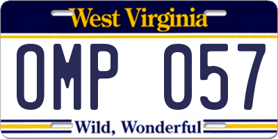WV license plate OMP057