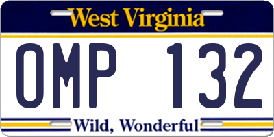WV license plate OMP132