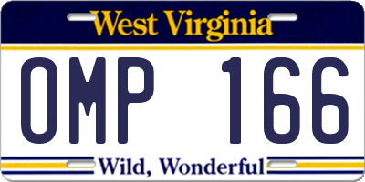WV license plate OMP166