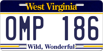WV license plate OMP186