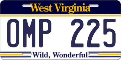 WV license plate OMP225
