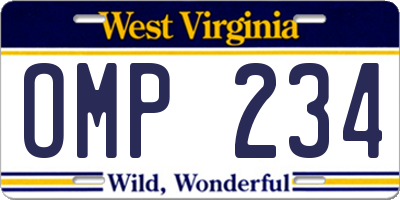 WV license plate OMP234