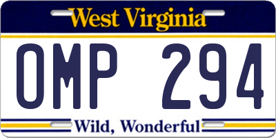 WV license plate OMP294