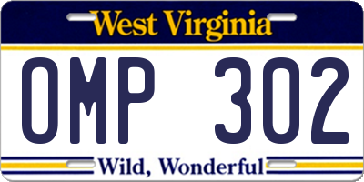 WV license plate OMP302