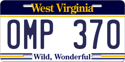 WV license plate OMP370