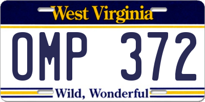 WV license plate OMP372