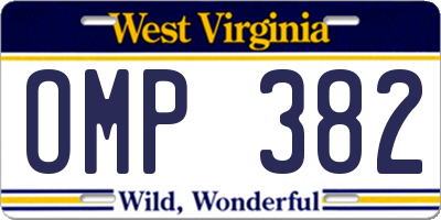 WV license plate OMP382