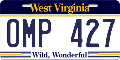 WV license plate OMP427