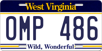 WV license plate OMP486