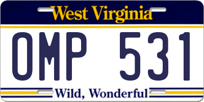 WV license plate OMP531