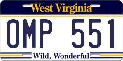 WV license plate OMP551