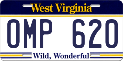WV license plate OMP620