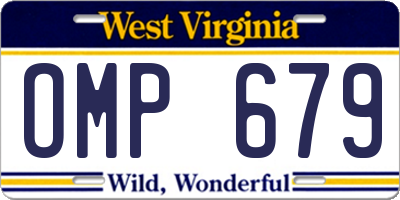 WV license plate OMP679