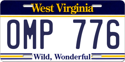 WV license plate OMP776