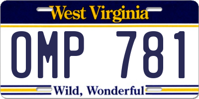 WV license plate OMP781
