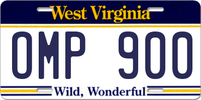 WV license plate OMP900