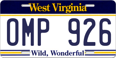 WV license plate OMP926