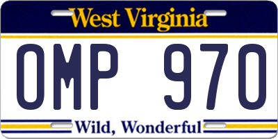 WV license plate OMP970
