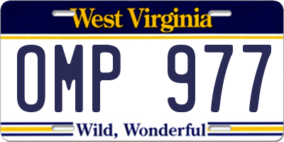 WV license plate OMP977
