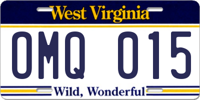 WV license plate OMQ015