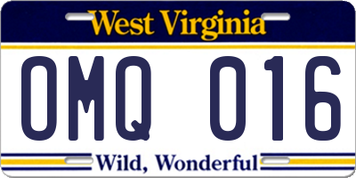 WV license plate OMQ016