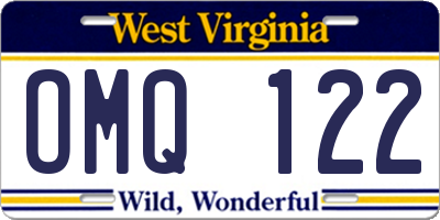 WV license plate OMQ122