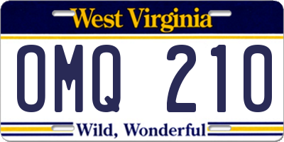 WV license plate OMQ210