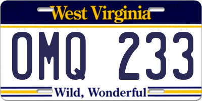 WV license plate OMQ233