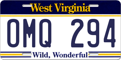 WV license plate OMQ294